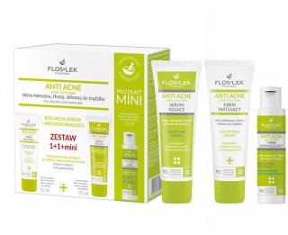 Floslek Zestaw Anti Acne Krem Matujący + Serum Kojące + Tonik Normalizujący