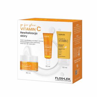 Floslek Zestaw Vitamin C Krem Nawilżający 50 ml Krem pod Oczy 30 ml Krem do Rąk