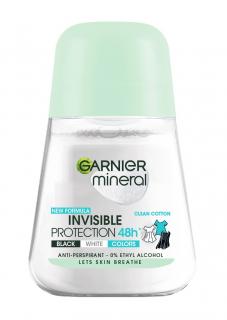 Garnier Mineral Dezodorant Roll-On Invisible Protection 48h Clean Cotton- Black,White,Colors 50ml