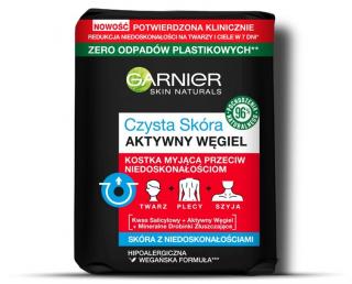 Garnier Skin Naturals Czysta Skóra Aktywny Węgiel Kostka Myjąca Przeciw Niedoskonałościom 100g