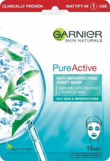 Garnier Skin Naturals Pure Active Oczyszczająca Maska Na Tkaninie Do Cery Tłustej I Z Niedoskonałościami 23g