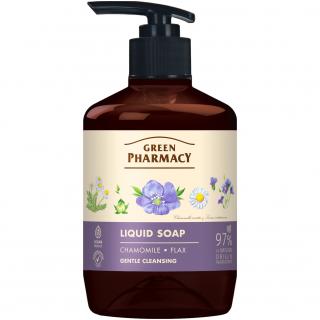 Green Pharmacy Łagodne Kremowe Mydło w Płynie Rumianek i Len 460ml