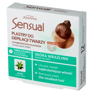 Joanna Sensual Plastry do Depilacji Twarzy - Skóra Wrażliwa Aloes 1 op. - 12 sztuk