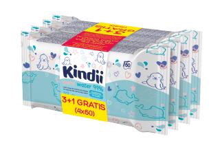 Kindii Pure Water 99% Chusteczki Oczyszczające dla Niemowląt i Dzieci 240szt