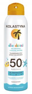 Kolastyna Transparentny Spray Ochronny Dla Dzieci - Na Mokrą I Suchą Skórę SPF50 150ml