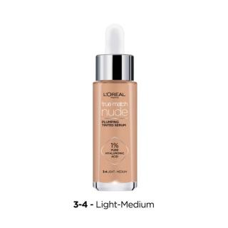 Loreal True Match Nude Serum w Podkładzie Wyrównujące Koloryt nr 3-4 Light-Medium 30ml