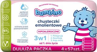 Nivea Bambino Chusteczki Emolientowe 3w1 Hipoalergiczne 4 x 57szt.