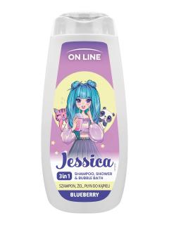 On Line Kids Jessica 3w1 Szampon Żel Płyn do Kąpieli Blueberry Jagodowy 400 ml