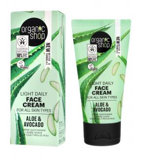 Organic Shop Lekki Krem Na Dzień Do Każdego Typu Cery Aloe Avocado 50ml