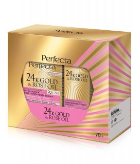 Perfecta 24K Gold i Rose Oil Zestaw krem na Dzień i Noc 70+ i Krem pod Oczy