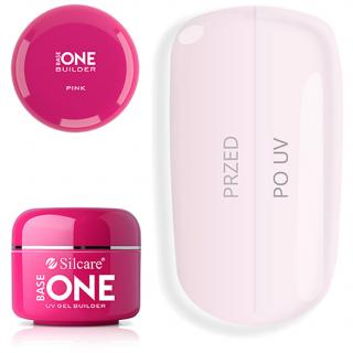 Silcare Base One Żel UV Pink Wytrzymały Elastyczny z Bardzo Dobra Przyczepnością Nabłyszcza Jednofazowy Różowy Transparentny 100 g