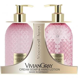 VIVIAN GRAY Elegancki Zestaw do Pielęgnacji Rąk Mydło i Balsam White Musk and Pineapple 2 x 300 ml