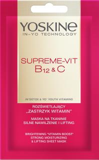 Yoskine Supreme-Vit B12 C Maska na Tkaninie Silne Nawilżenie i Lifting 20 ml