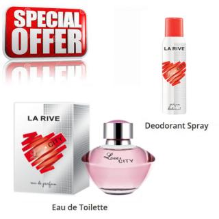 La Rive Love City - zestaw promocyjny, woda perfumowana, dezodorant