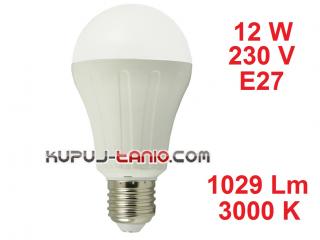 Żarówka LED Bańka (A65) 12W, 230V, gwint E27, barwa biała ciepła