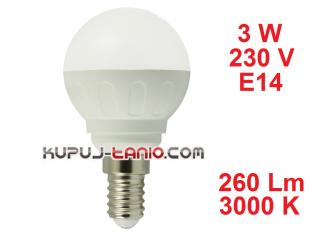 Żarówka LED Bańka (G45) 3W, 230V, gwint E14, barwa biała ciepła