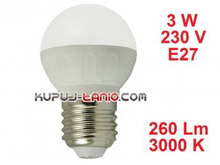 Żarówka LED Bańka (G45) 3W, 230V, gwint E27, barwa biała ciepła