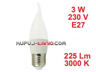 Żarówka LED Płomień (CL35) 3W, 230V, gwint E27, barwa biała ciepła