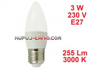 Żarówka LED Świeczka (C35) 3W, 230V, gwint E27, barwa biała ciepła