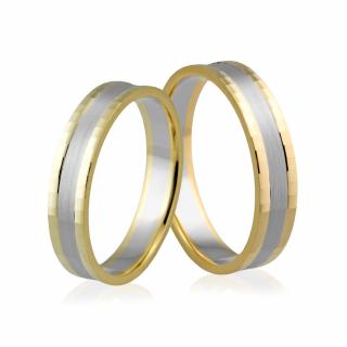 Obrączki ślubne złote dwukolorowe diamentowane - Au-560