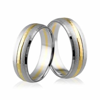Obrączki ślubne złote dwukolorowe półokrągłe - Au-601