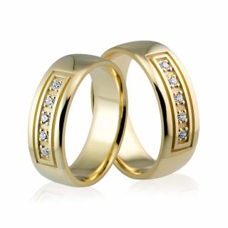 Obrączki ślubne złote półokrągłe z brylantami - Au-483