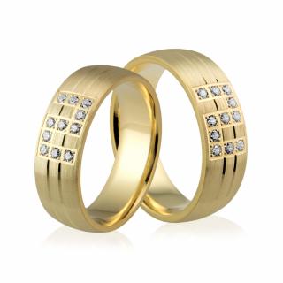 Obrączki ślubne złote półokrągłe z brylantami - Au-632