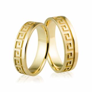 Obrączki ślubne złote z greckim wzorem - Au-443