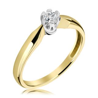 Pierścionek zaręczynowy dwukolorowy z brylantem 0.17 ct - WB-7-35