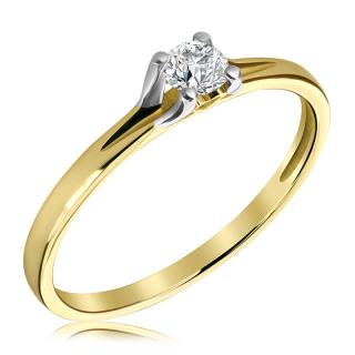 Pierścionek zaręczynowy dwukolorowy z brylantem i sercem 0.17 ct - WB-20-35