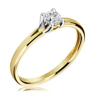 Pierścionek zaręczynowy dwukolorowy z brylantem i sercem 0.26 ct - WB-20-40