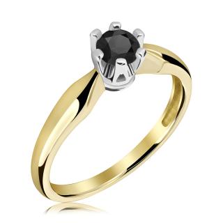 Pierścionek zaręczynowy dwukolorowy z czarnym brylantem 0.33 ct - WB-7-45