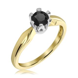 Pierścionek zaręczynowy dwukolorowy z czarnym brylantem 0.66 ct - WB-7-50