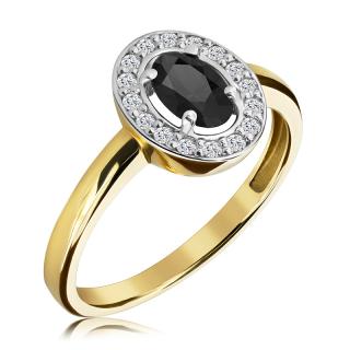 Pierścionek zaręczynowy z onyksem i brylantami 0.69 ct - WK-1-ON