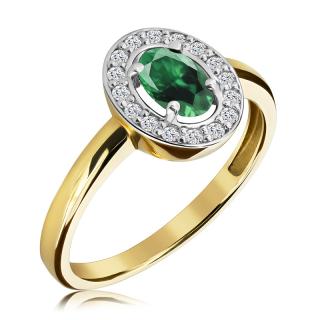 Pierścionek zaręczynowy ze szmaragdem i brylantami 0.50 ct - WK-1-SZM