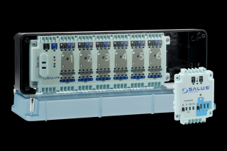 KL06 + PL06 Przewodowa listwa sterująca, 6 stref, 230 V AC z modułem sterowania pompą lub kotłem - SALUS Controls Listwa i moduł KL06 + PL06 SALUS