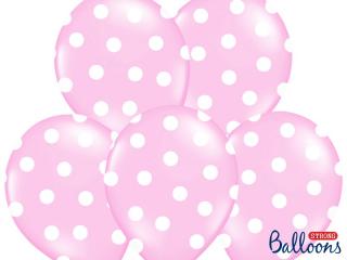Balony 30cm, Kropki, Pastel Baby Pink, 1szt.