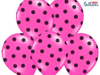 Balony 30cm, Kropki, Pastel Hot Pink, 1szt.