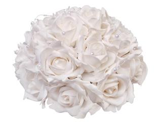 Bukiet z róż z perełkami, biały, 30cm, 1szt.
