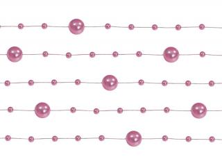 Girlandy perłowe, różowy, 1,3m, 1op.