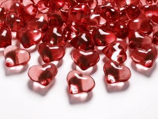Kryształowe serca, czerwony, 21mm, 1op.