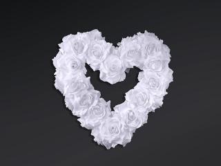 Serce kwiatowe puste, biały, 40cm, 1szt.