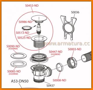 Dekiel Grzybek chrom do syfonów AlcaPLAST S0986-ND metalowy