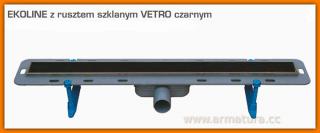 Odpływ liniowy 70 cm EKOLINE VETRO BLACK WDO-700-09-4413 Winkiel DESIGN czarne szkło