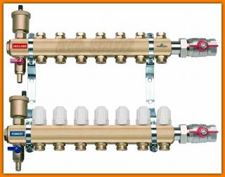 Rozdzielacz mosiężny RZ09 WEBERMAN do co 9-drogowy z zaworami Ferro