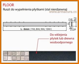 Ruszt FLOOR-1150 AlcaPlast do odpływu liniowego 115 cm pod płytkę