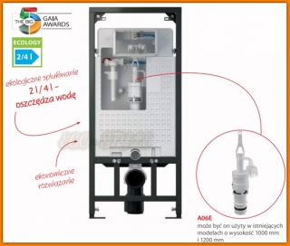 Stelaż podtynkowy WC Ecology 2/4L A101/1200E AlcaPLAST spłuczka do zabudowy suchej