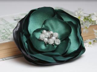 Zielona Broszka kwiat przypinka, prezent dla niej
