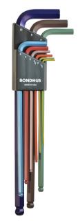 Zestaw imbusów 1,5 - 10 BONDHUS długie kulka kolor 9 elementów