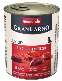 Animonda Pies GranCarno Junior Mokra Karma z wołowiną i sercami indyka 800g